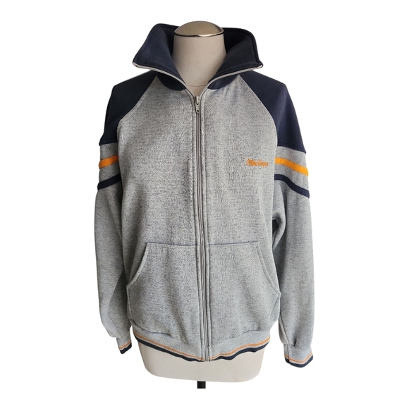 Vintage MacGregor Full Zip Track Jacket Gray Heather Size M Retro 90s - Picture 1 of 9
